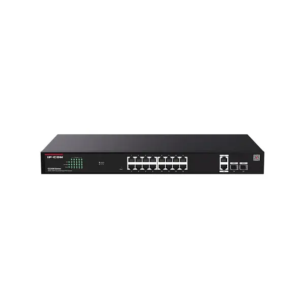 Switch rackabil PoE Gigabit cu 16 porturi IP-COM G2220P-16-250W, 2 Uplink, 2 SFP, 250 W, 40 Gbps, management Cloud