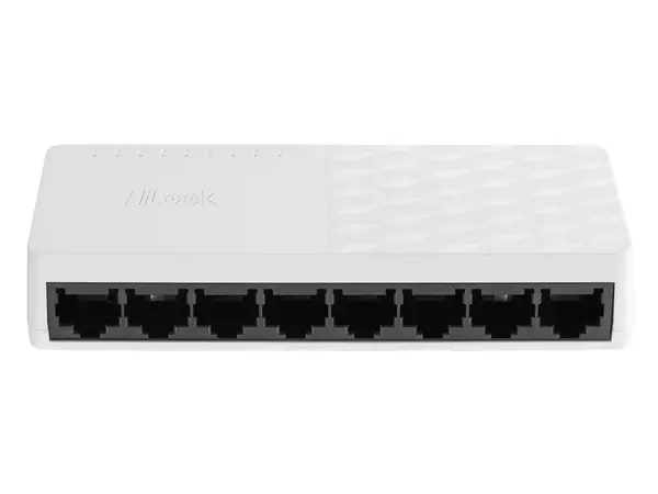 Switch retea desktop IP HiLook NS-0108D, 8 porturi RJ45 10/100 Mbps, fara management, 1.6 Gbps, utilizare usoara, montaj birou sau perete
