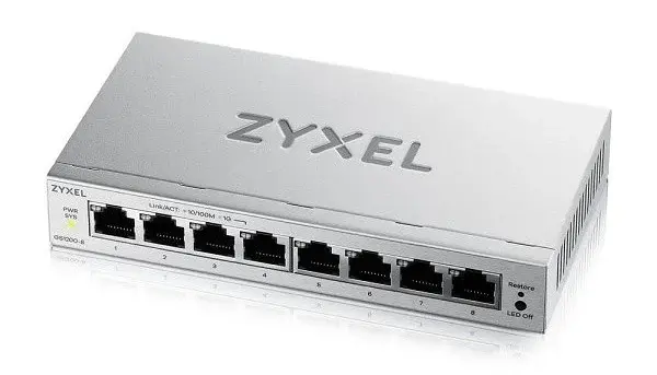Switch retea Gigabit Zyxel GS1200-8V3-EU0101F, 8x RJ45, management web, L2, VLAN, QoS, IGMP Snooping, Link Aggregation, fara ventilator