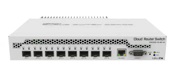 Switch SFP+ Mikrotik CRS309-1G-8S+IN, 8x SFP+ 10Gbps, 1x LAN 1Gbps, RouterOS/SwOS, alimentare PoE 18-57V, rackabil