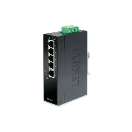 Switch slim, tip 5 porturi, Industrial, Planet, IP30, Negru