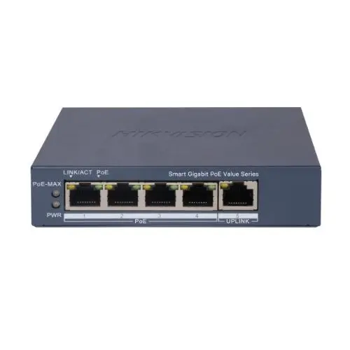 Switch Smart Hikvision, 4 porturi PoE, Buget PoE 45W, Management - DS-3E1505P-EI/M