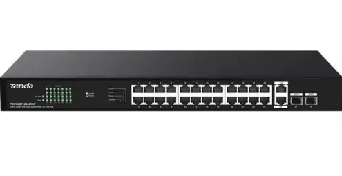 Switch Tenda TEG1128P-24-410W, 26 porturi (24 PoE)