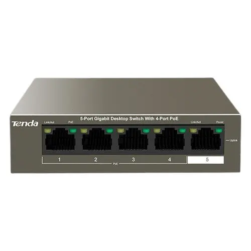 Switch, TENDA TND-TEG1105P-4-63W, 4 porturi Gigabit PoE, 1 port Uplink Gigabit