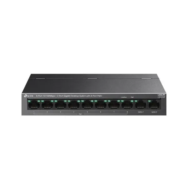 Switch TP-Link LS1210P, 10 porturi RJ45, 8 porturi PoE+, 96 W, Plug-and-Play