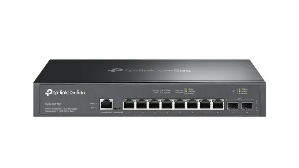 Switch TP-Link Omada, 8 x Porturi 2.5 Gbps, 2 x Sloturi SFP+ 10 Gbps, 80 Gbps, SDN Cloud, SG3210X-M2