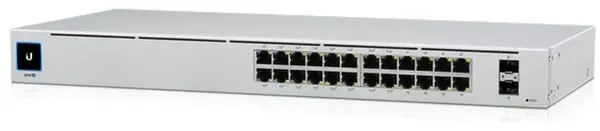 Switch Ubiquiti USW-24-POE, 28 porturi, 24x RJ45 Gigabit, 16x PoE, 2x SFP Gigabit, 95W, montare in rack