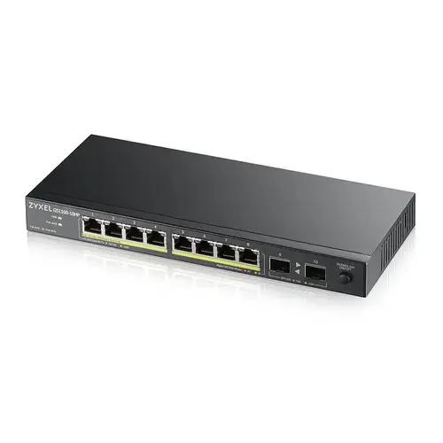 Switch ZyXEL GS1100-10HP, 8 Porturi RJ-45, 2 Porturi 1GB SFP, Gigabit, PoE (Negru)