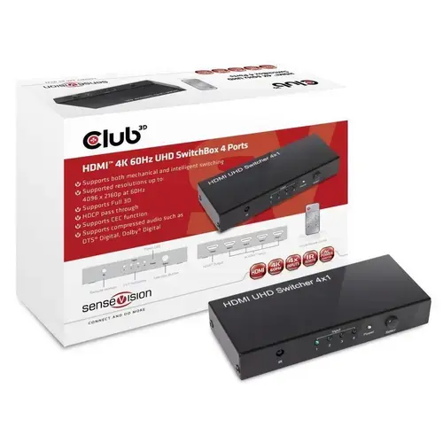 Switchbox Club3D SenseVision HDMI 2.0 UHD 4 porturi