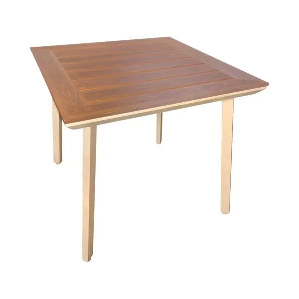 Synergy table pakoworld aluminum cappuccino-plywood natural color 80x80x74cm Masa Synergy Pakoworld, aluminiu cappuccino - placaj, culoare nuc deschis, 80x80x74 cm