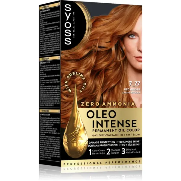Syoss Oleo Intense Culoare permanenta pentru par cu ulei culoare 7-77 Red Ginger 1 buc