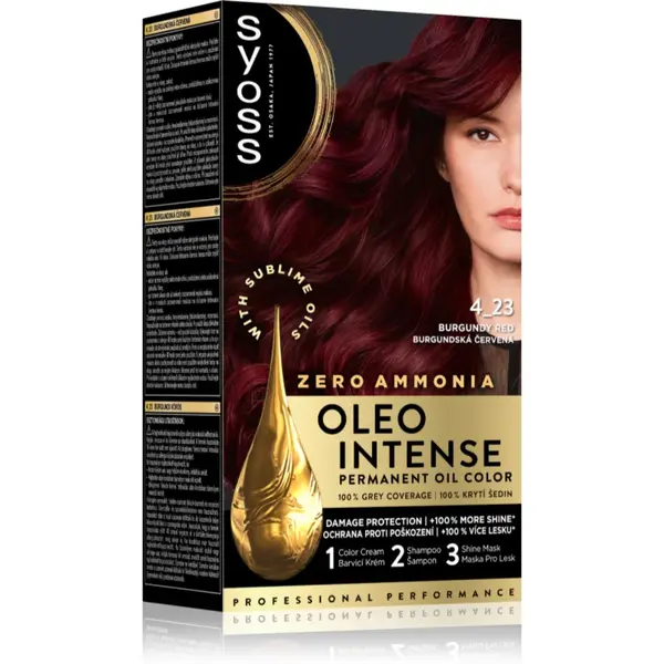 Syoss Oleo Intense Culoare permanenta pentru par cu ulei culoare 4-23 Burgundy Red 1 buc