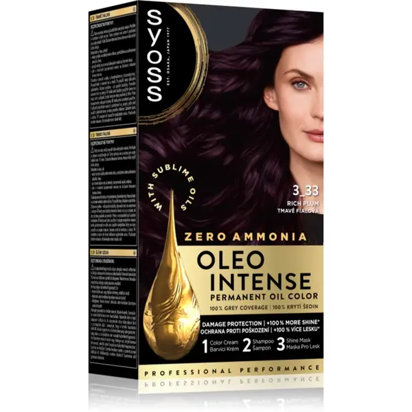 Syoss Oleo Intense Culoare permanenta pentru par cu ulei culoare 3-33 Rich Plum 1 buc