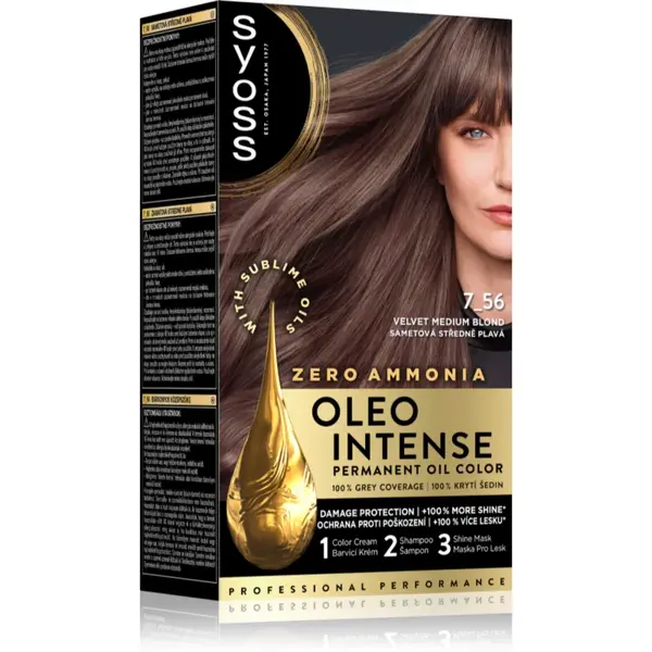 Syoss Oleo Intense Culoare permanenta pentru par cu ulei culoare 7-56 Ashy Medium Blond 1 buc