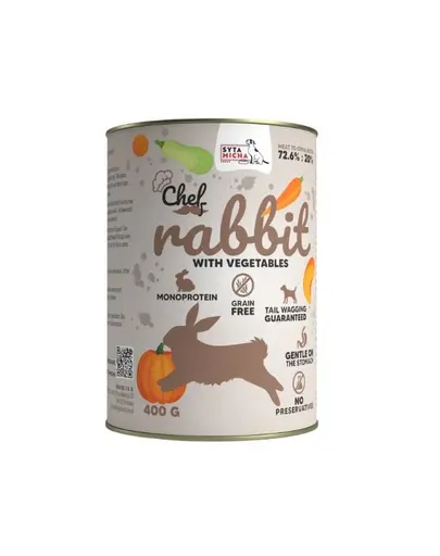 SYTA MICHA Chef Monoprotein cu iepure și legume 400 g hrană umedă pentru câini