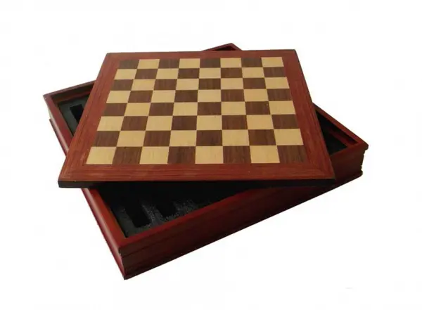 Tabla de sah cu cutie din lemn de nuc, 28 x 28 cm, patrat 26mm