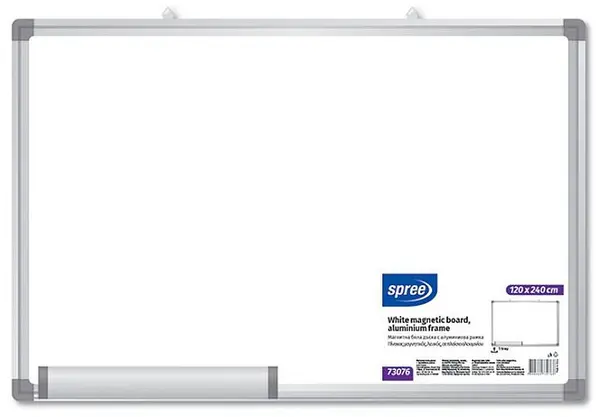 Tablă magnetică albă cu ramă din aluminiu Spree - 120 х 240 cm