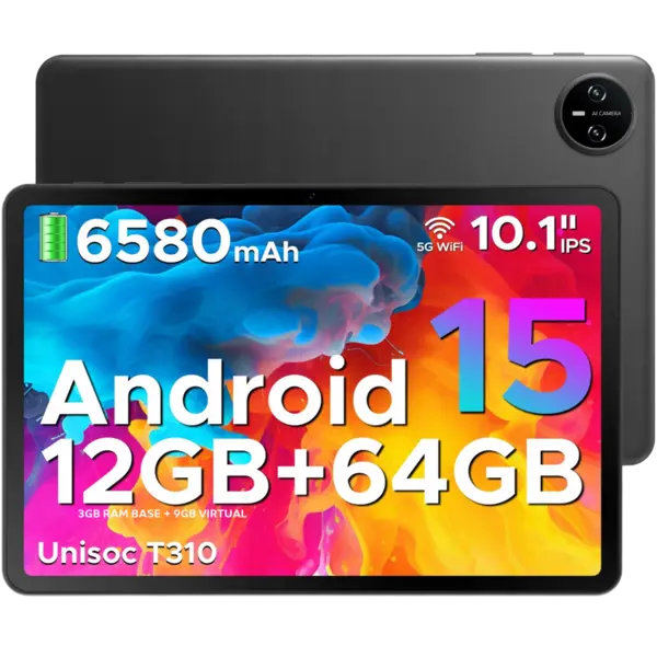 Tableta Doogee Tab A9, Wi-Fi, 10.1-inch, 3GB RAM, 64GB, Camera 8MP + 5MP, Dual Speakers, Android 15, Black