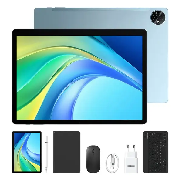 Tableta DOOGEE Tab E3 Max VIP, Albastru, Ecran 14 2.1K, 32GB RAM (8GB + 24GB extensibili), 256GB ROM, Helio G100 Octa-Core, Camera 16MP, Baterie 13500mAh, Android 15, Quad Speakers
