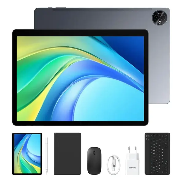 Tableta DOOGEE Tab E3 Max VIP, Gri, Ecran 14 2.1K, 32GB RAM (8GB + 24GB extensibili), 256GB ROM, Helio G100 Octa-Core, Camera 16MP, Baterie 13500mAh, Android 15, Quad Speakers