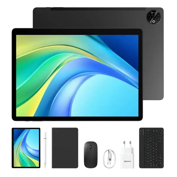 Tableta DOOGEE Tab E3 Max VIP, Negru, Ecran 14 2.1K, 32GB RAM (8GB + 24GB extensibili), 256GB ROM, Helio G100 Octa-Core, Camera 16MP, Baterie 13500mAh, Android 15, Quad Speakers