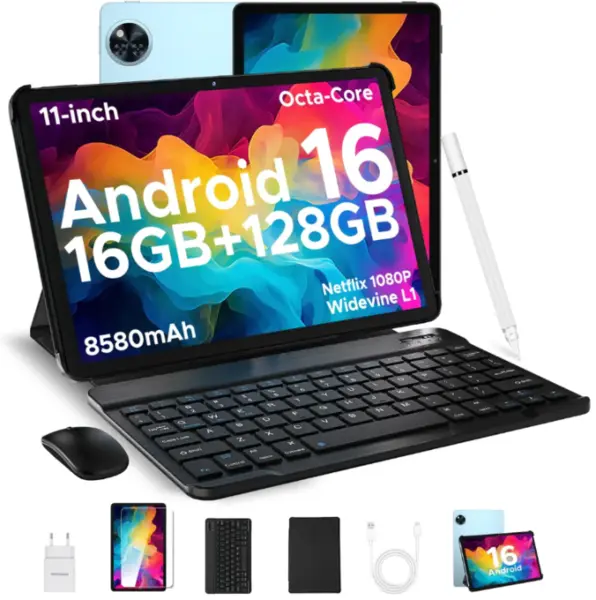 Tableta Doogee U11, VIP, Albastru, 11 HD IPS 90Hz, 16GB RAM (4GB + 12GB extensibili), 128GB ROM, 13MP + 5MP, Android 16, Unisoc T606, 8580mAh, 10W, Deblocare faciala, Wi-Fi 5