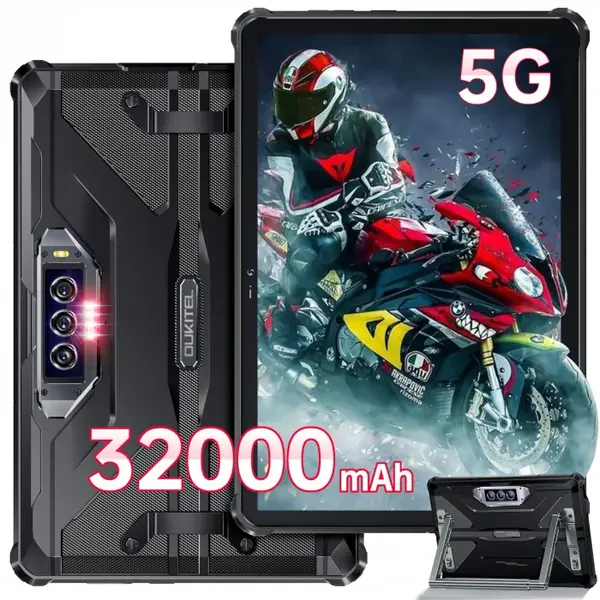 Tableta Oukitel RT7 Titan Negru, 5G, IPS 10.1 FHD+, 36GB RAM (12GB + 24GB extensibili), 512GB, Android 15, Dimensity 720 Octa-Core 32000mAh, 33W Dual SIM
