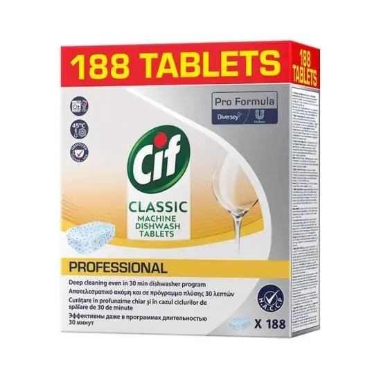 Tablete mașină de spălat vase Cif Pro Formula Classic 188 bucăți Tablete mașină de spălat vase Cif Pro Formula Classic 188 bucăți