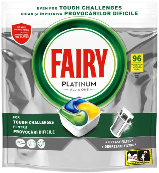 Tablete pentru mașina de spălat vase Fairy - Platinum, Lemon, 96 buc.