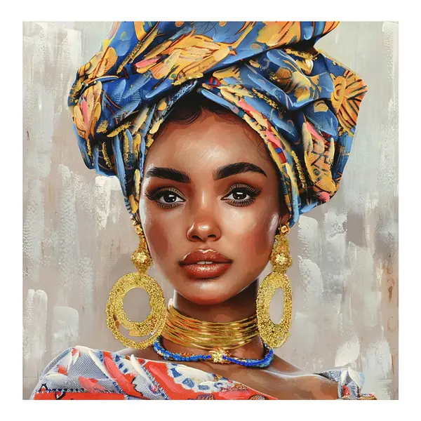 Tablou Canvas Turban 3D, Pânza, Multicolor, 80x80 cm