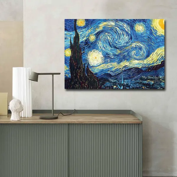Tablou Canvas Van Gogh Noapte instelata, Multicolor, 100x70 cm