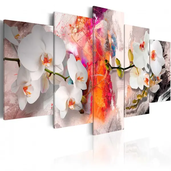 Tablou - Colorful background and orchids 100x50 cm