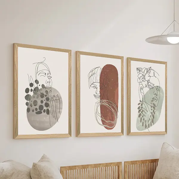 Tablou de canvas Wall art în frame Linento triptyque cu digital print, Multicolor, 33x48 cm