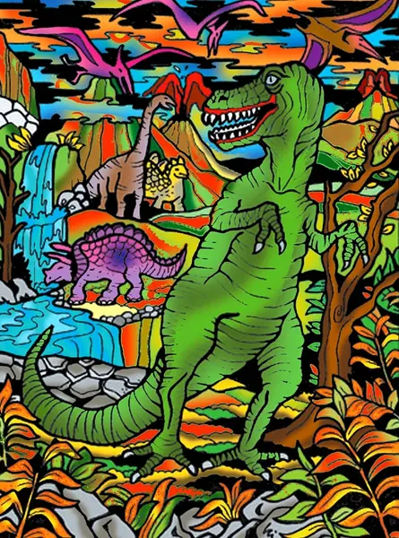 Tablou de colorat ColorVelvet - Dinozauri, 47 x 35 cm