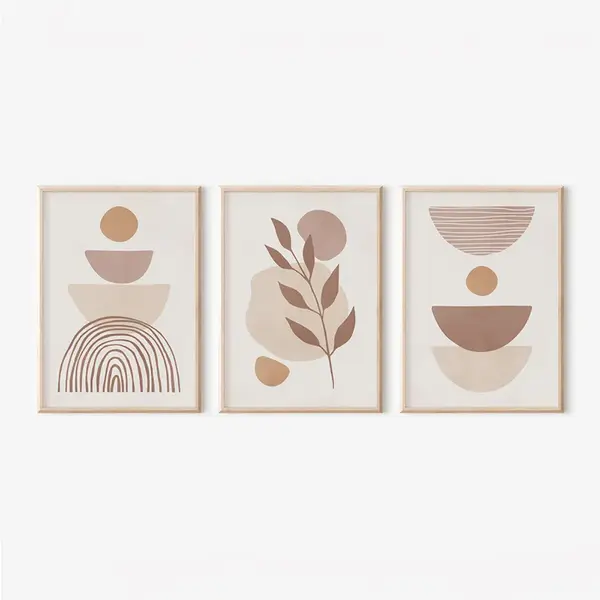 Tablou decorativ cu imprimeu digital Binbia, Triptic, Multicolor, 33x48 cm