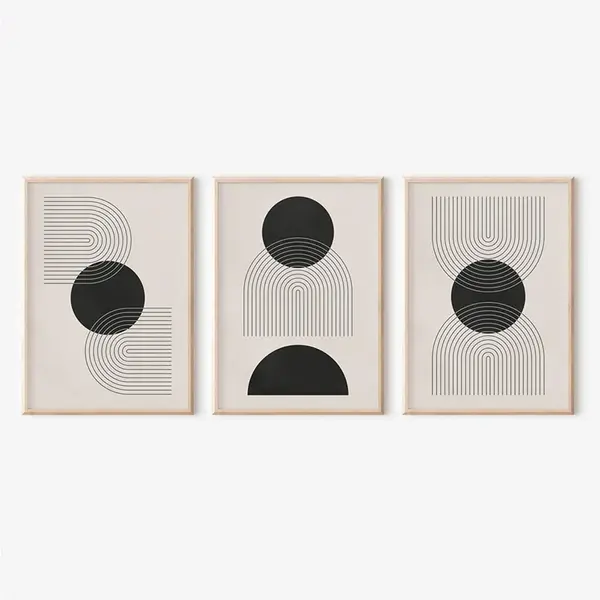 Tablou decorativ triptic Blomel, Cadru, Multicolor, 33x48 cm