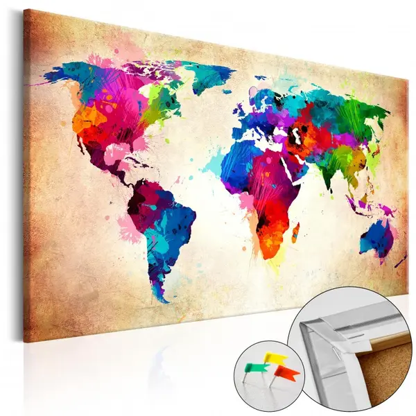 Tablou din plută - Colourful Ranger [Cork Map] 120x80 cm