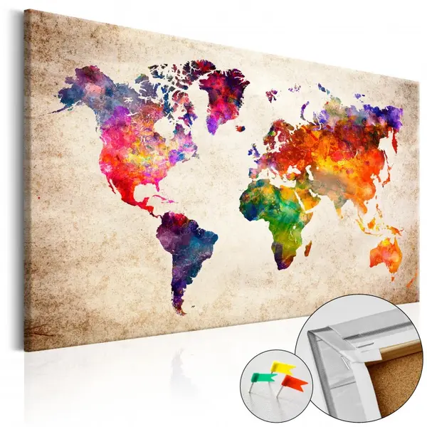 Tablou din plută - Colourful Universe [Cork Map] 120x80 cm