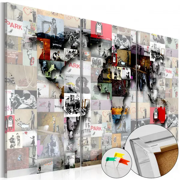 Tablou din plută - Modern World's Map [Cork Map] 120x80 cm