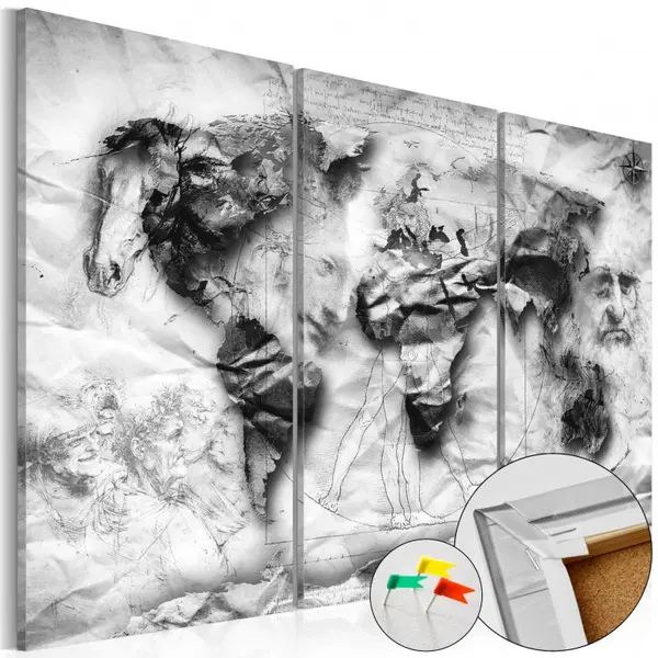 Tablou din plută - World's Design [Cork Map] 120x80 cm
