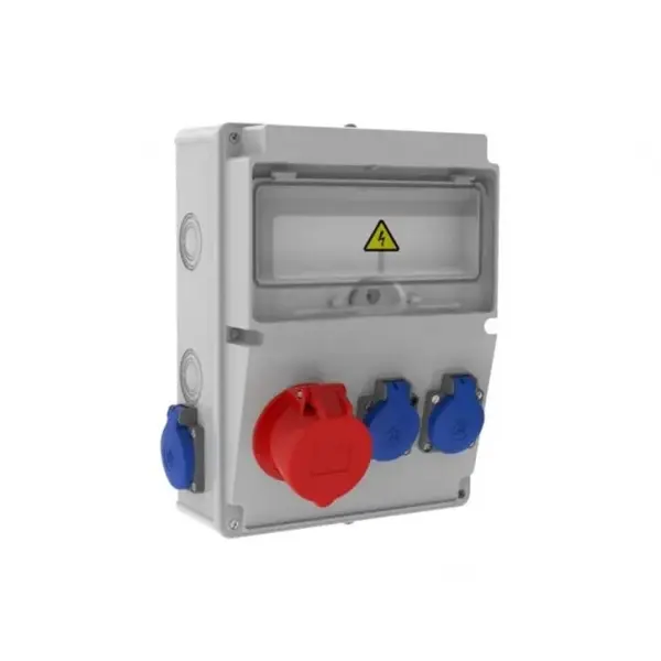 Tablou electric Bemis BH2-2118-2022, aparent, IP44, 224x302x120 mm, ABS, gri, 1 priza 5/16A 380V, 4 prize 1/16A 220V, halogen free
