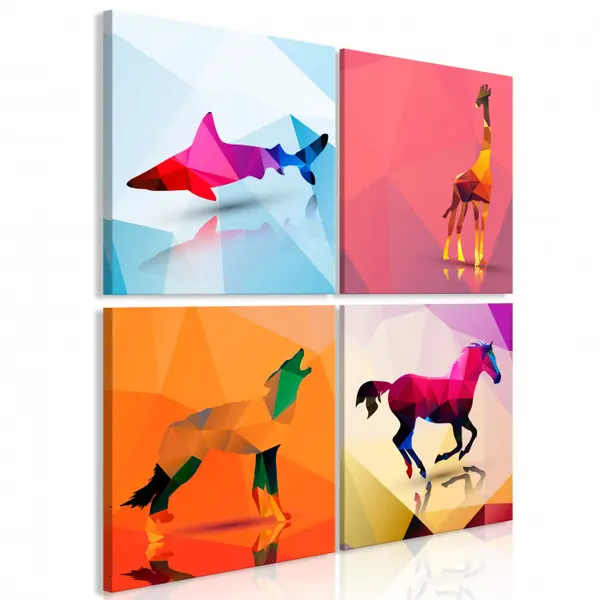 Tablou - Geometric Animals (4 Parts) 80x80 cm