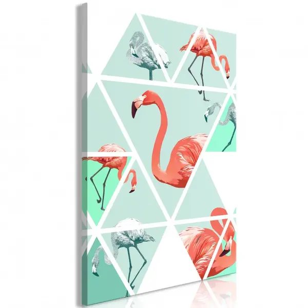 Tablou - Geometric Flamingos (1 Part) Vertical 40x60 cm