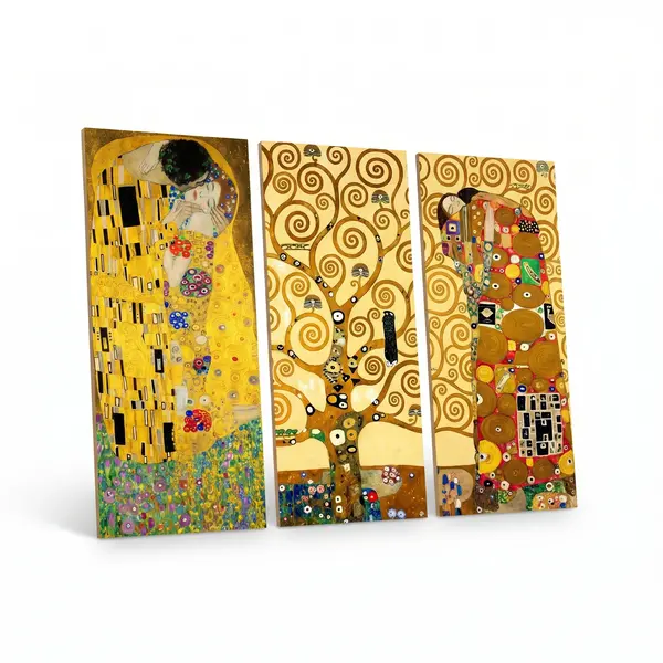 Tablou MDF (3 bucăți) Marvellous, Galben, 50x70 cm