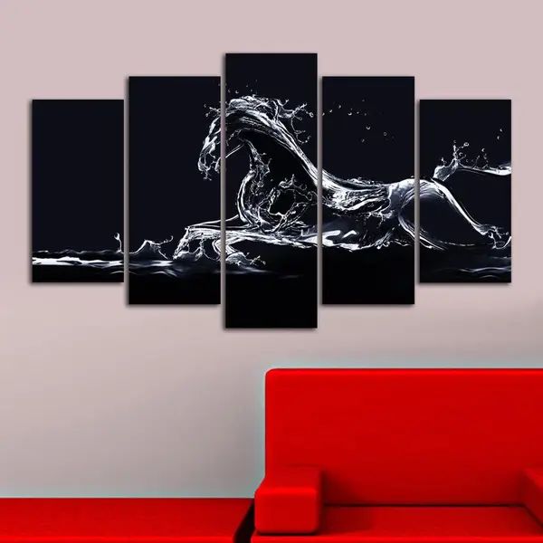 Tablou MDF ( 5 buc ) Calul Elsa, Multicolor, 60x110 cm
