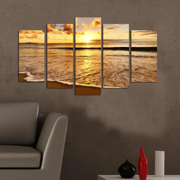 Tablou MDF ( 5 buc ) Mykonos, Multicolor, 60x110 cm