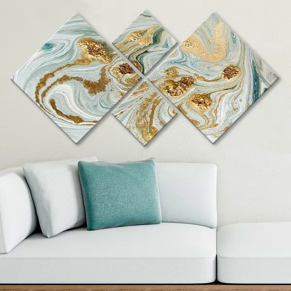 Tablou MDF Iluzion, 4 bucati, Multicolor, 115x60 cm