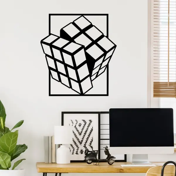 Tablou metalic Rubik's Negru 64x69 cm
