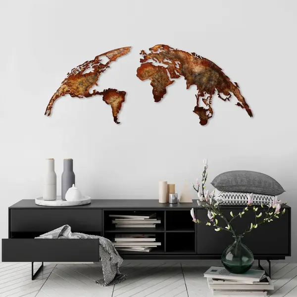 Tablou metalic World Multicolor 150x59x1.5 cm
