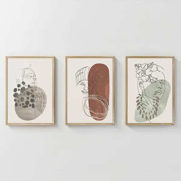 Tablou triptic Aelra, Lemn, Multicolor, 33x48 cm